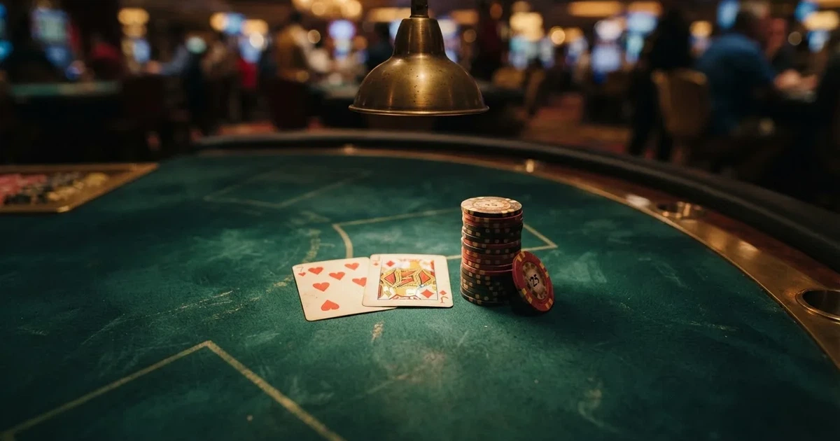 Oplyst spillebord med kort, set ovenfra — bedste roulette casinoer