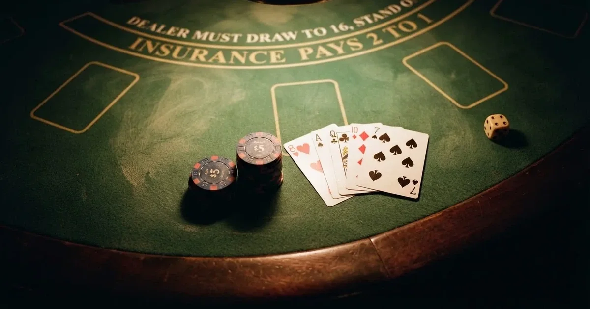 Oplyst spillebord med kort, set ovenfra — dansk live roulette